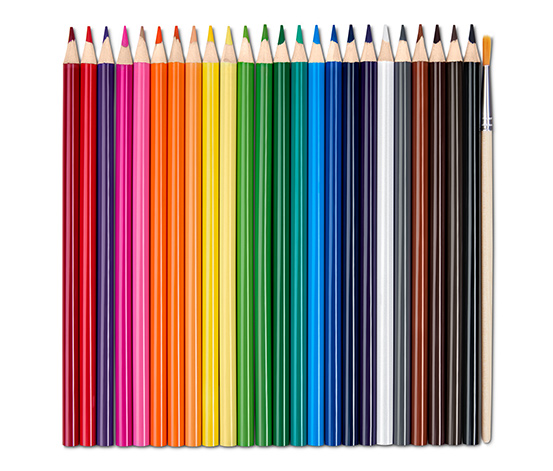 24 Aquarell-Buntstifte in der Dose, inkl. Pinsel