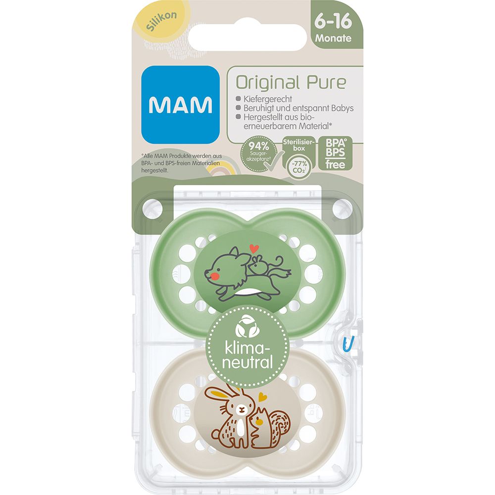 MAM Original Pure Silikonschnuller 6-16 Monate (Farbe/Motiv nicht wählbar)