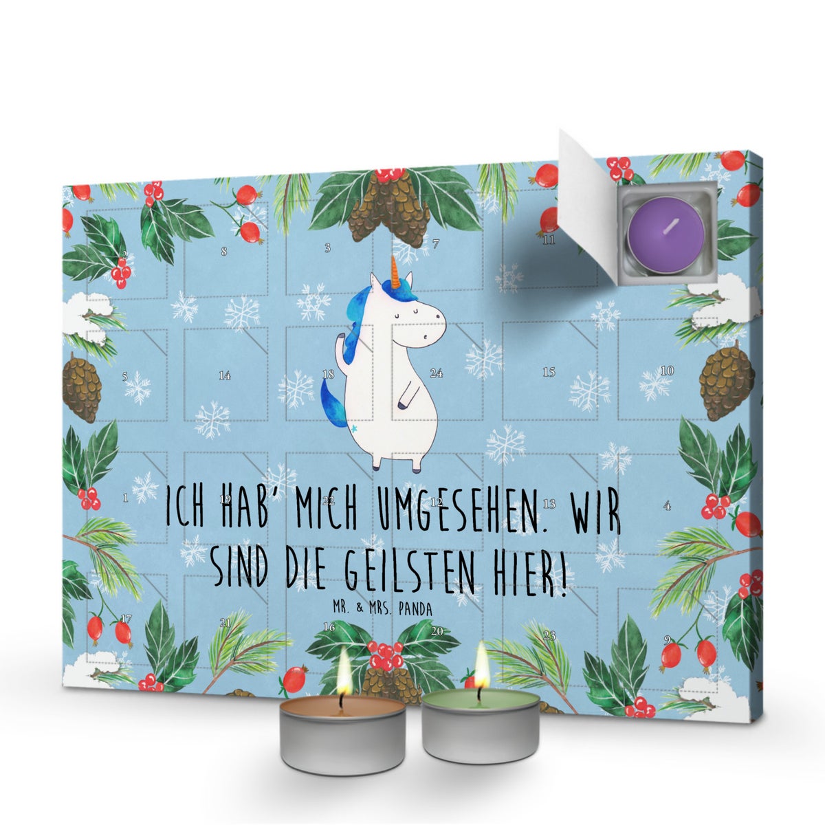 Mr. & Mrs. Panda Geurkaars Adventskalender Eenhoorn Man - Pastelblauw
