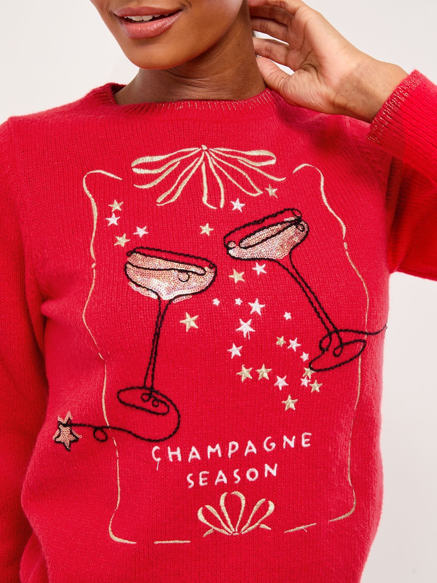 Lipsy Christmas Crew Neck Season Slogan Family Knitted Jumper