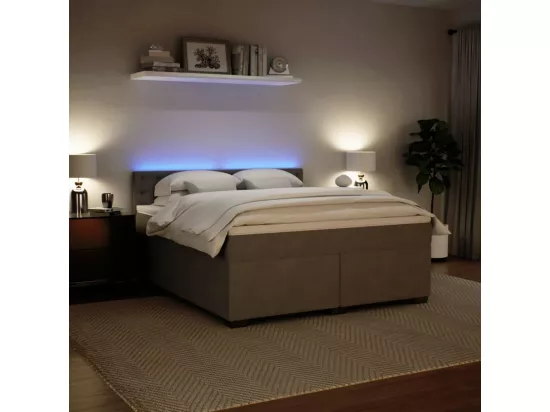 Sommier à lattes de lit et matelas Gris clair 180x200cm Velours