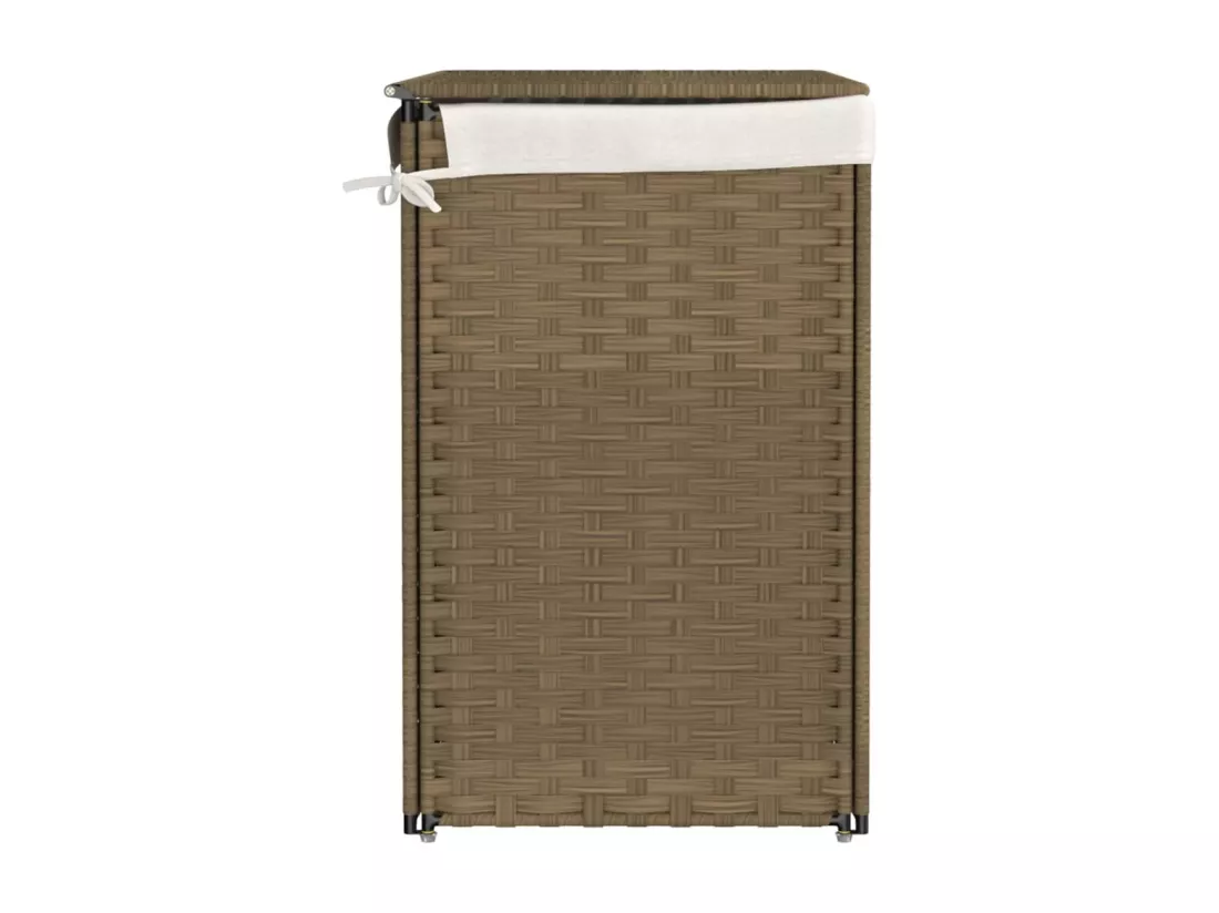 Panier à linge avec 2 sections 53x35x57 résine tressée