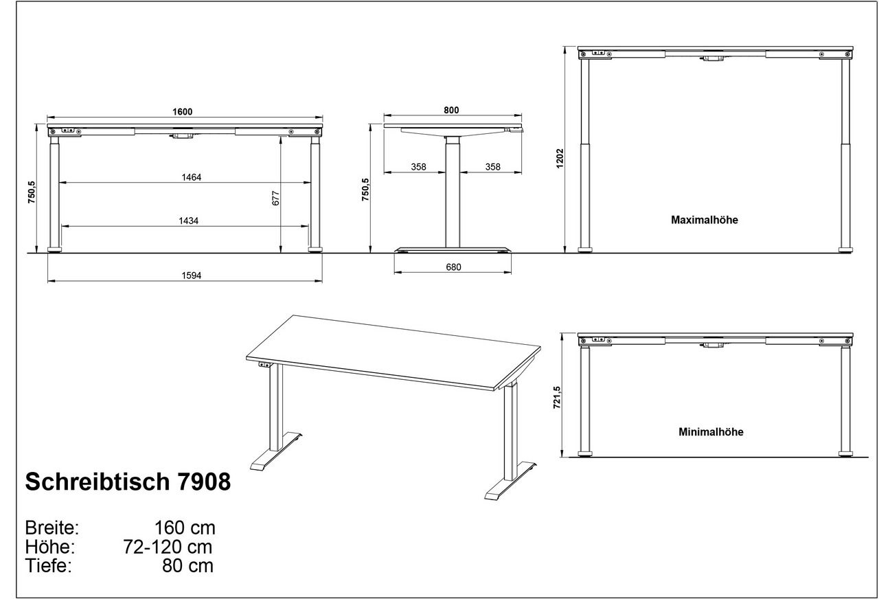 E-Serie E-Schreibtisch 160x80 E-SYSTEM
