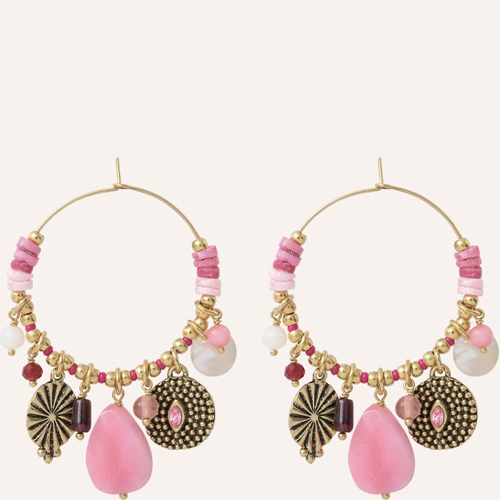 Boucles d'oreilles Positano - Métal doré & pierres