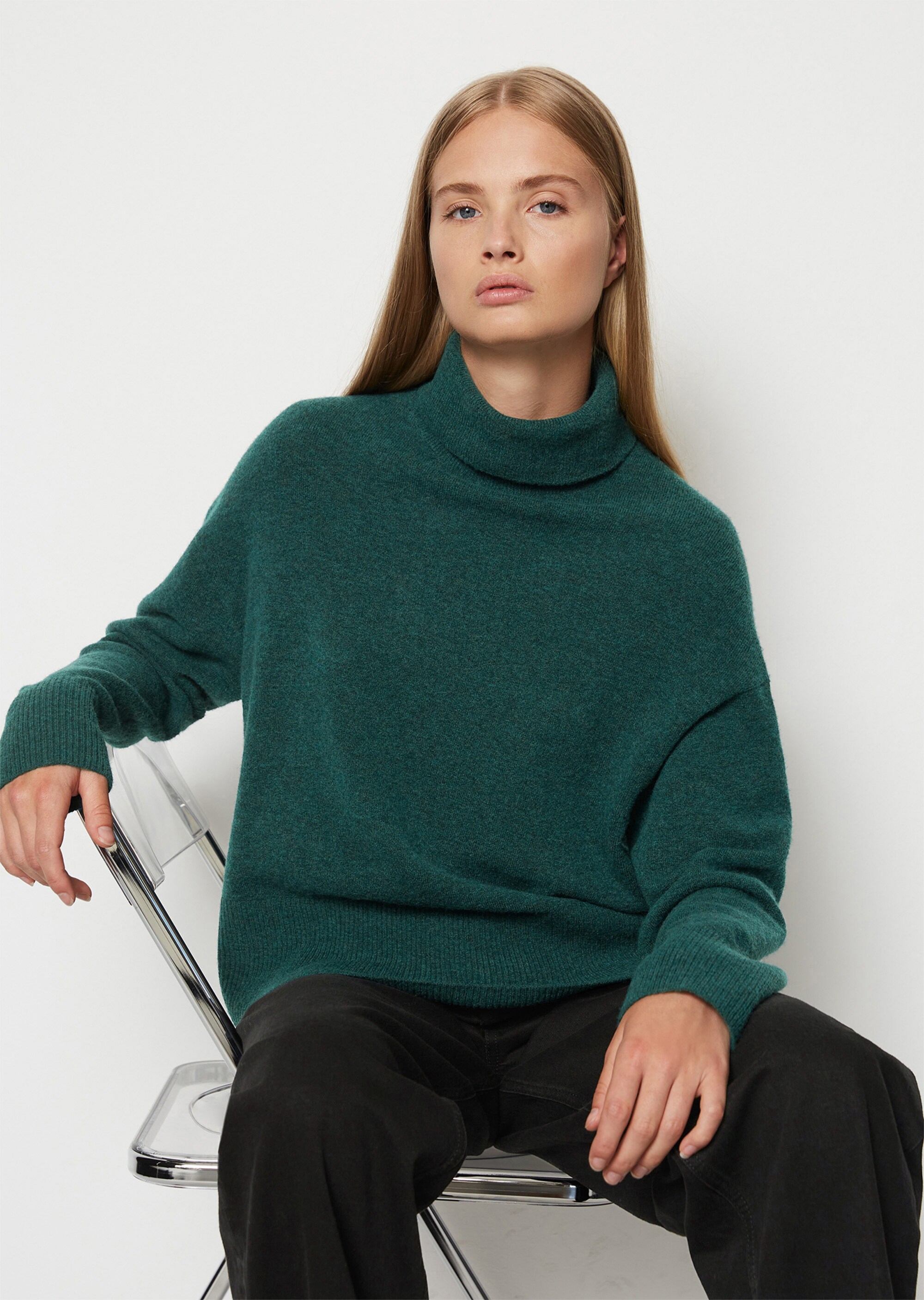 Softer Rollkragenpullover oversizeaus edlem Schurwolle-Mix
