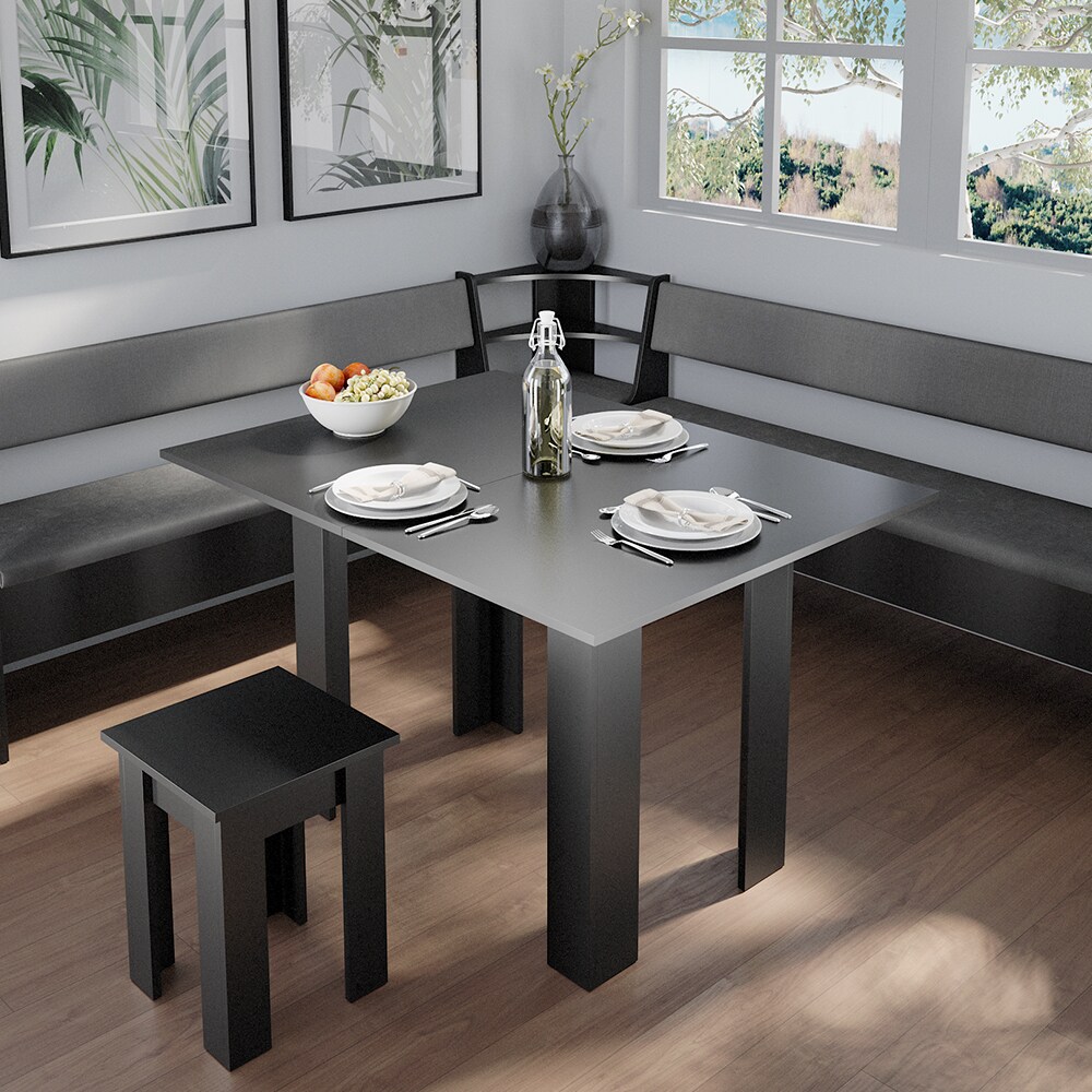 Vicco Eckbankgruppe Küchensitzgruppe Esszimmergruppe Roman Schwarz modern 210x210 cm Sitzbank Sitzecke Küchentisch Tischhocker Küchenmöbel Polstermöbel Esszimmermöbel
