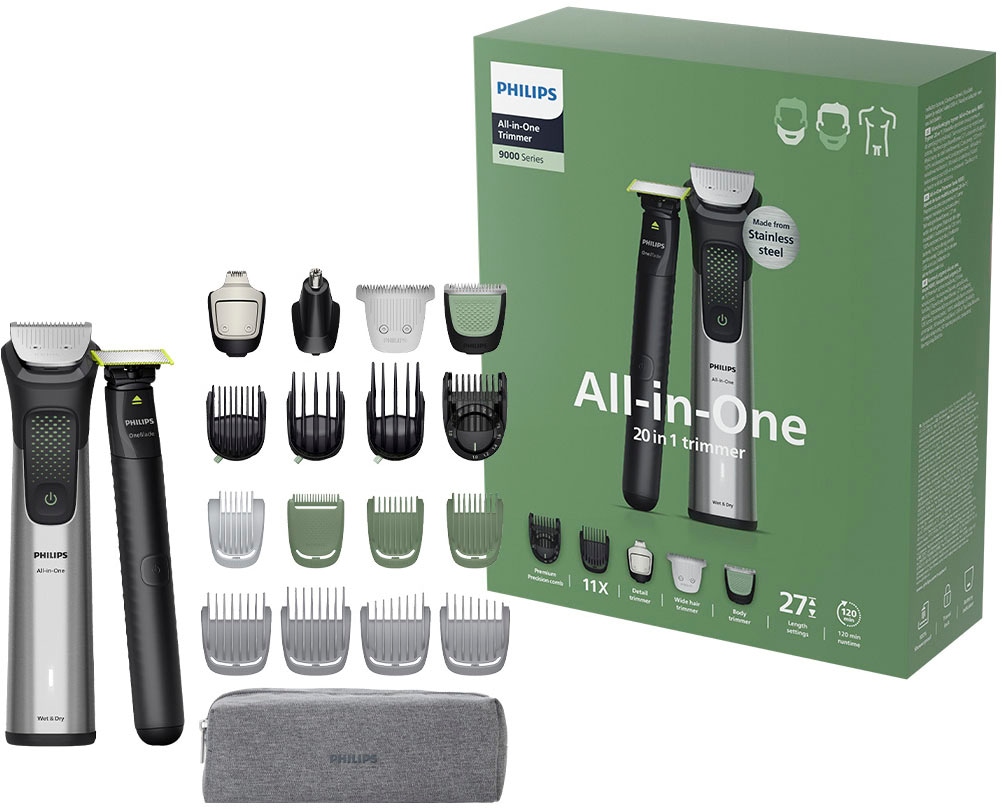 Philips Multifunktionstrimmer »Series 9000 MG9557/15« 20 Aufsätze 20-in-1-Trimmer für Gesicht, Körper und Kopfhaare