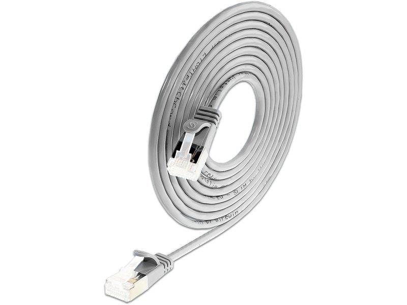 SLIM Slimpatchkabel RJ-45, Cat 6A, U/FTP, 2 m, Grau, 60-Pac SLIM Multipack, 60x 2.0m KAT6A Patchkabel, grau
