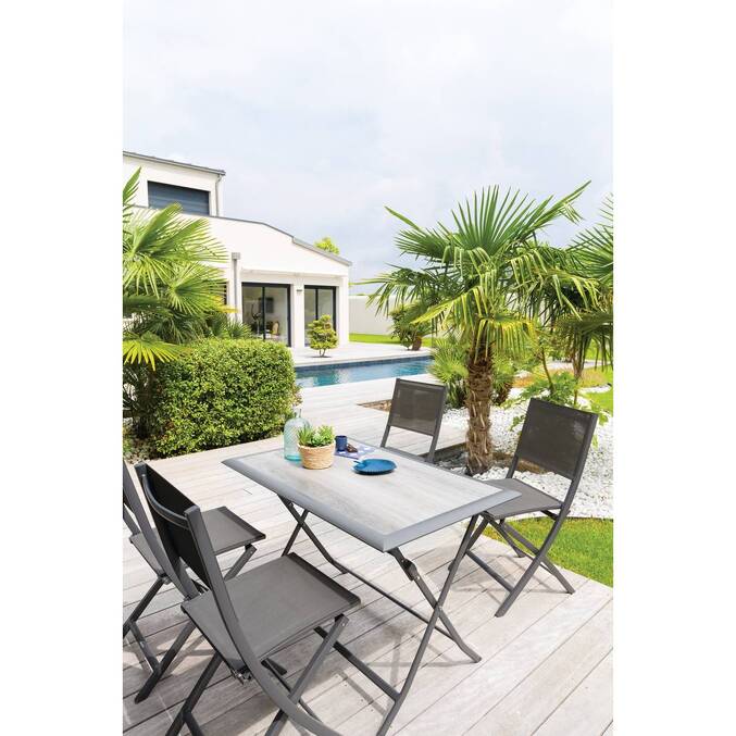 Table de jardin pliante rectangulaire AZUA Gris smoke