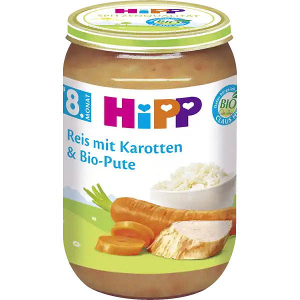 Bio Menü Reis mit Karotten & Bio-Pute