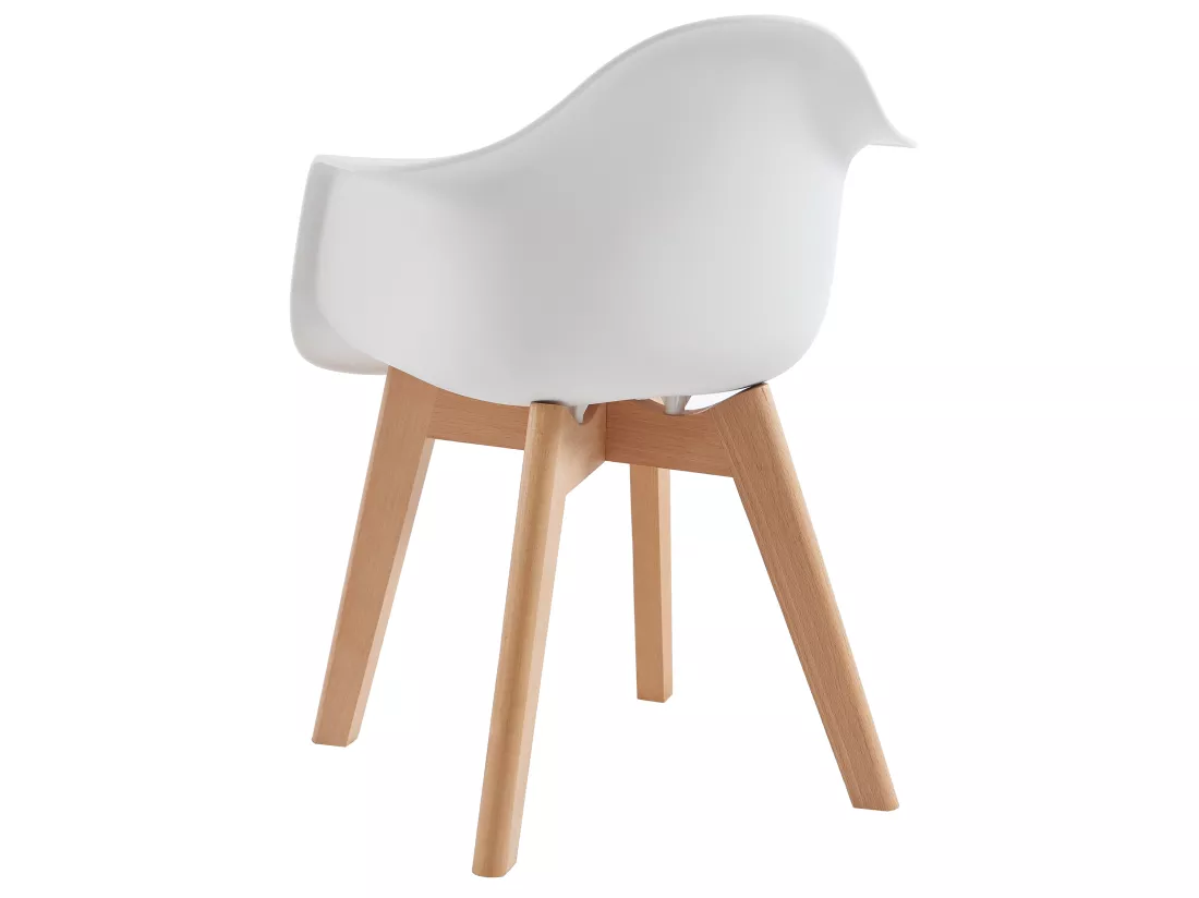 Lot de 2 chaises enfant avec accoudoirs en polypropylène et hêtre - Blanc - POUPINETTE