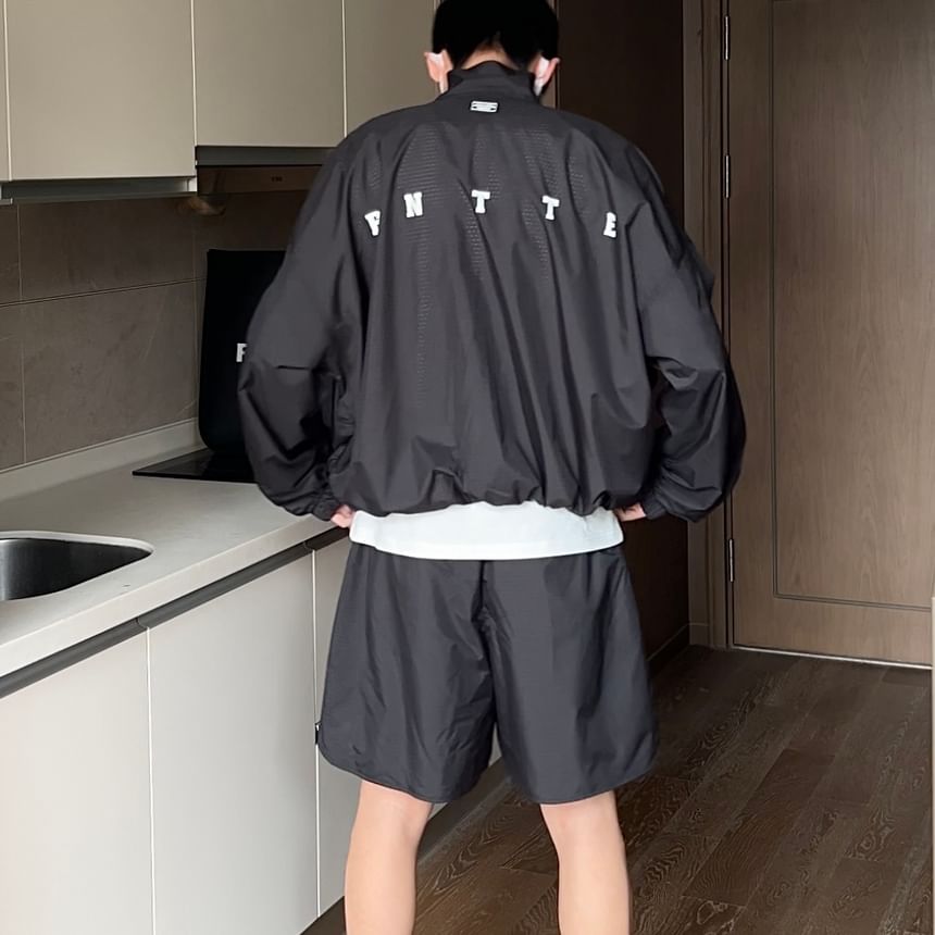 Breeson - Set: Lettering Zip Jacket + Mid Rise Shorts