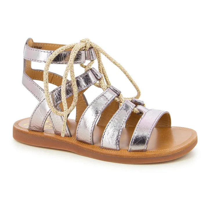 Pom d'Api Sandales Plagette Guily Strap  | Argenté