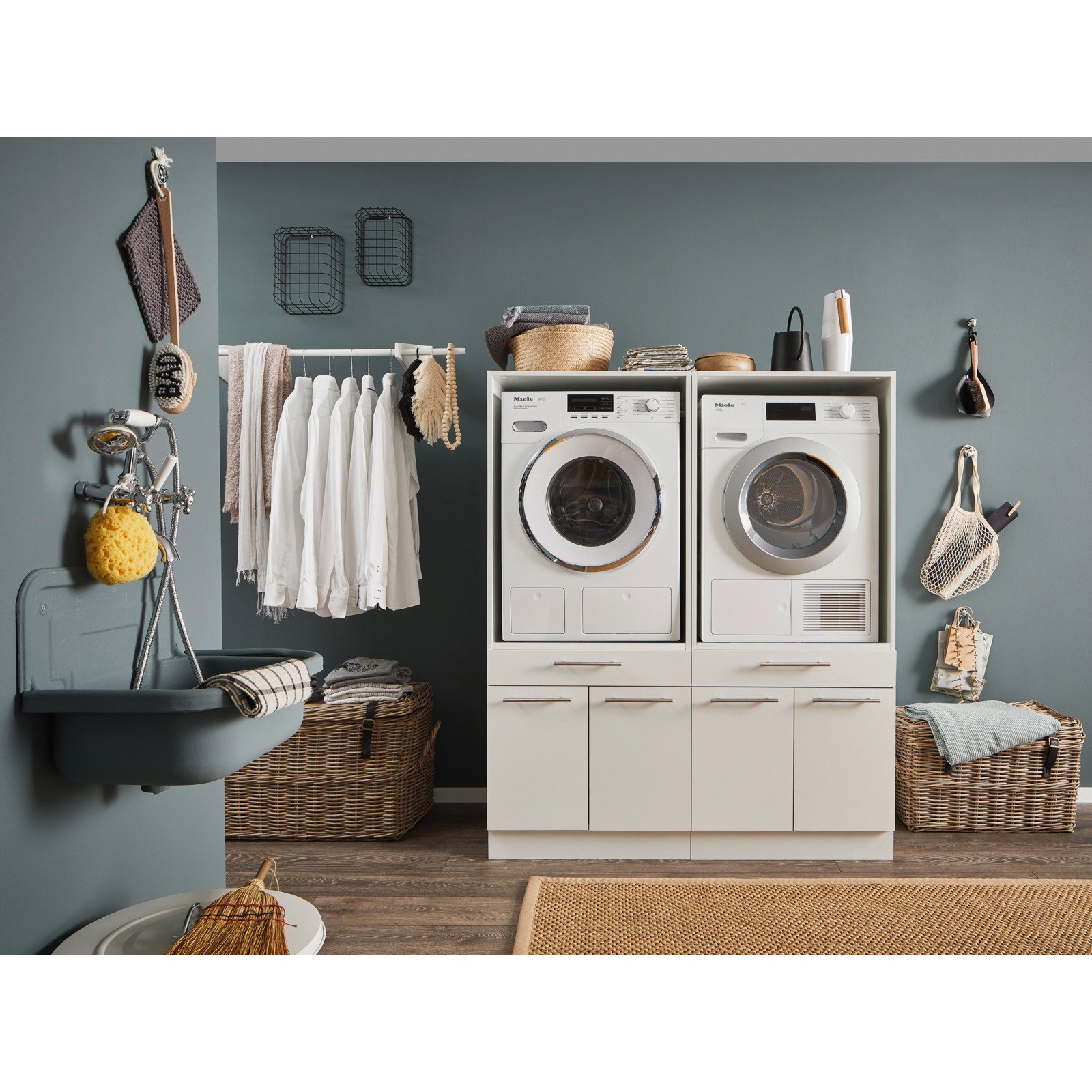 Waschmaschinenschrank Laundreezy melamin weiss matt 67,5 cm x 162 x 67,5 cm