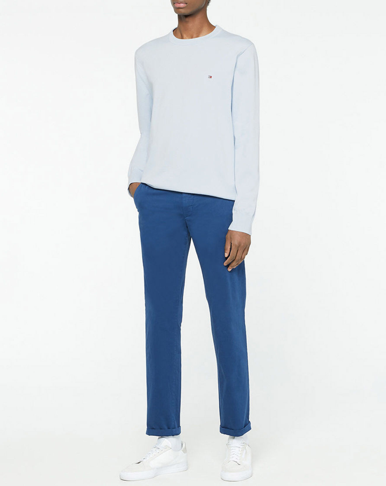 Tommy Hilfiger Pull 1985 col rond bleu ciel