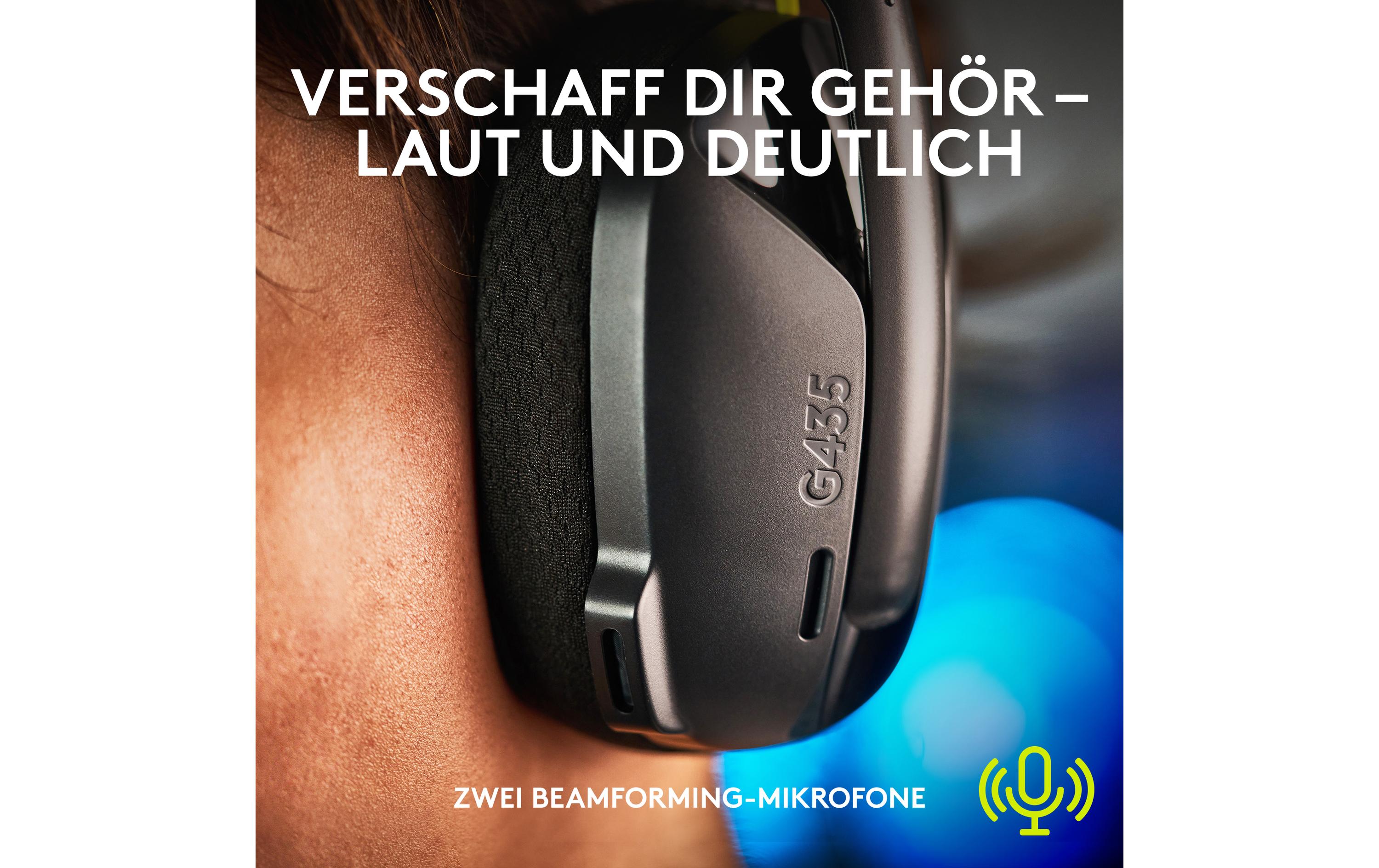 Headset G435 Gaming Lightspeed SchwarzKabelloses Gaming-Headset mit integrierten Beamforming-Mikrofonen und bis zu 18 Stunden Akkulaufzeit