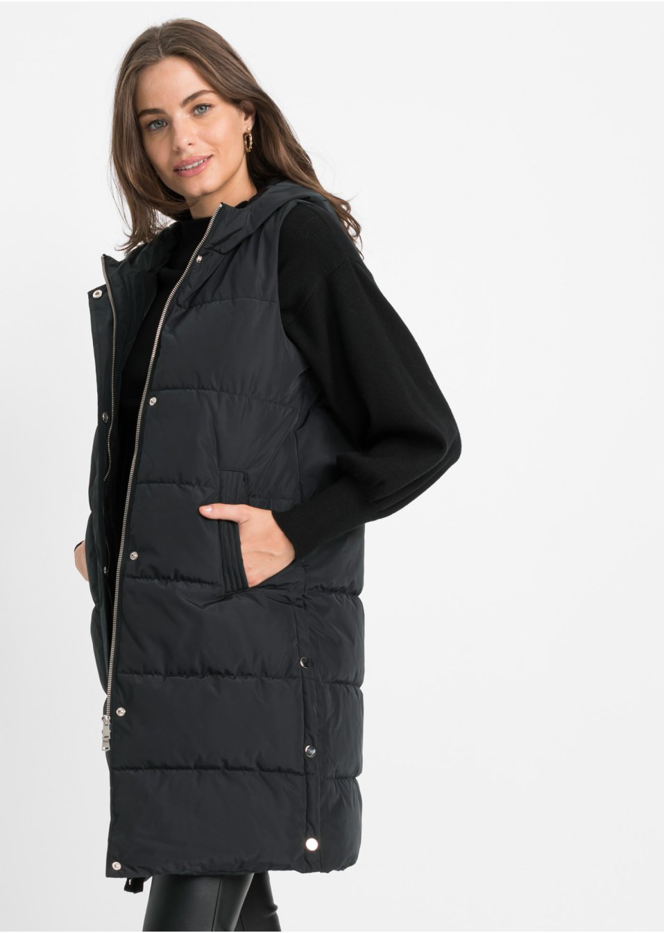 Veste matelassée sans manches avec capuche