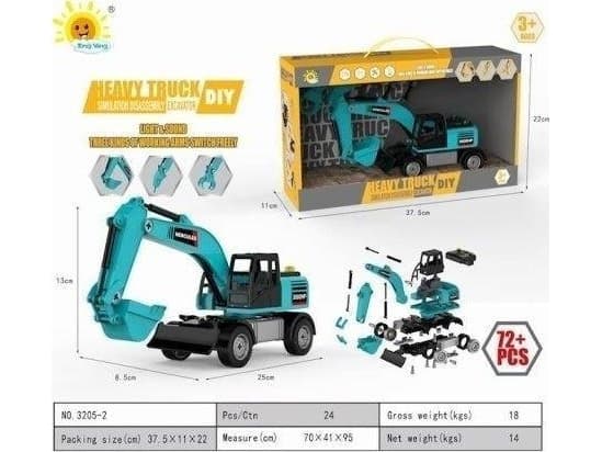 Blå gravemaskin med 3 spisser skuffehammer DIY 3205-2