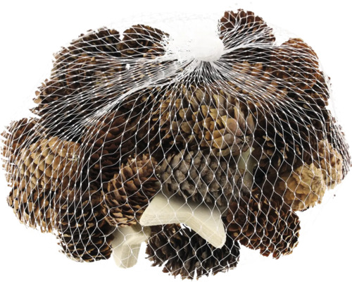 Kerstversiering: dennenappels en sterren (natuurlijk)