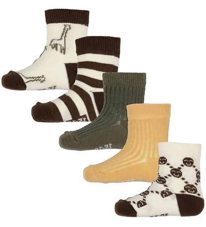 Minymo Strømper - 5-Pak - Cocoa Brown m. M?nster
