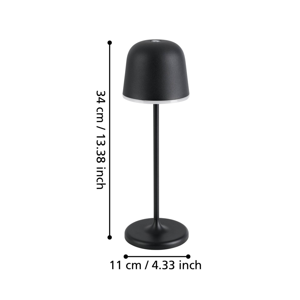 EGLO - MANNERA BORDLAMPE - Sort - Height: 34 cm, Diameter: 11 cm