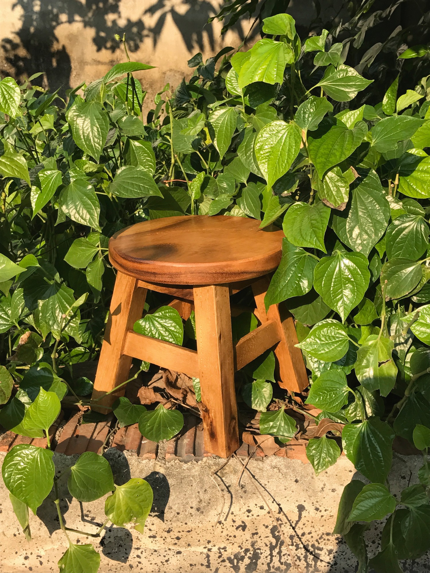 Massiver kleiner Hocker, natur, H 25 cm, Ø 25 cm von fischer's lagerhaus