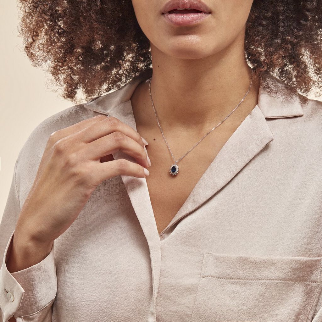 Collier Perez Argent Blanc Oxyde De Zirconium