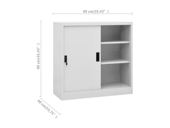 Armoire de bureau porte coulissante Gris clair 90x40x90cm Acier