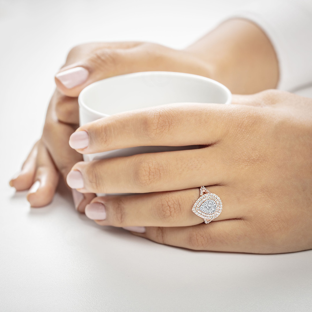 1.01 Karat Halo Diamantring 750/18 K Roségold