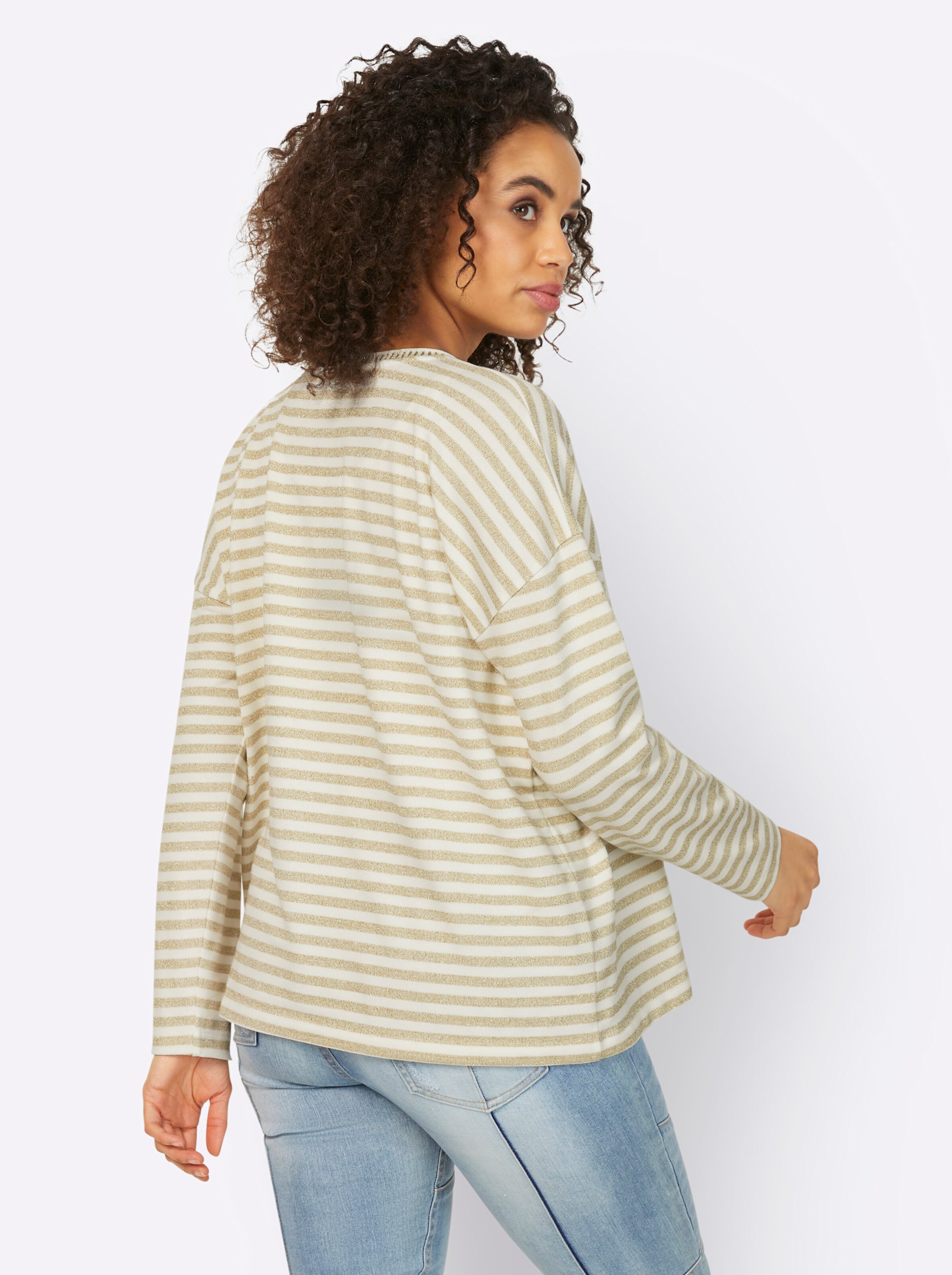 heine Ringelshirt in ecru-goldfarben-geringelt