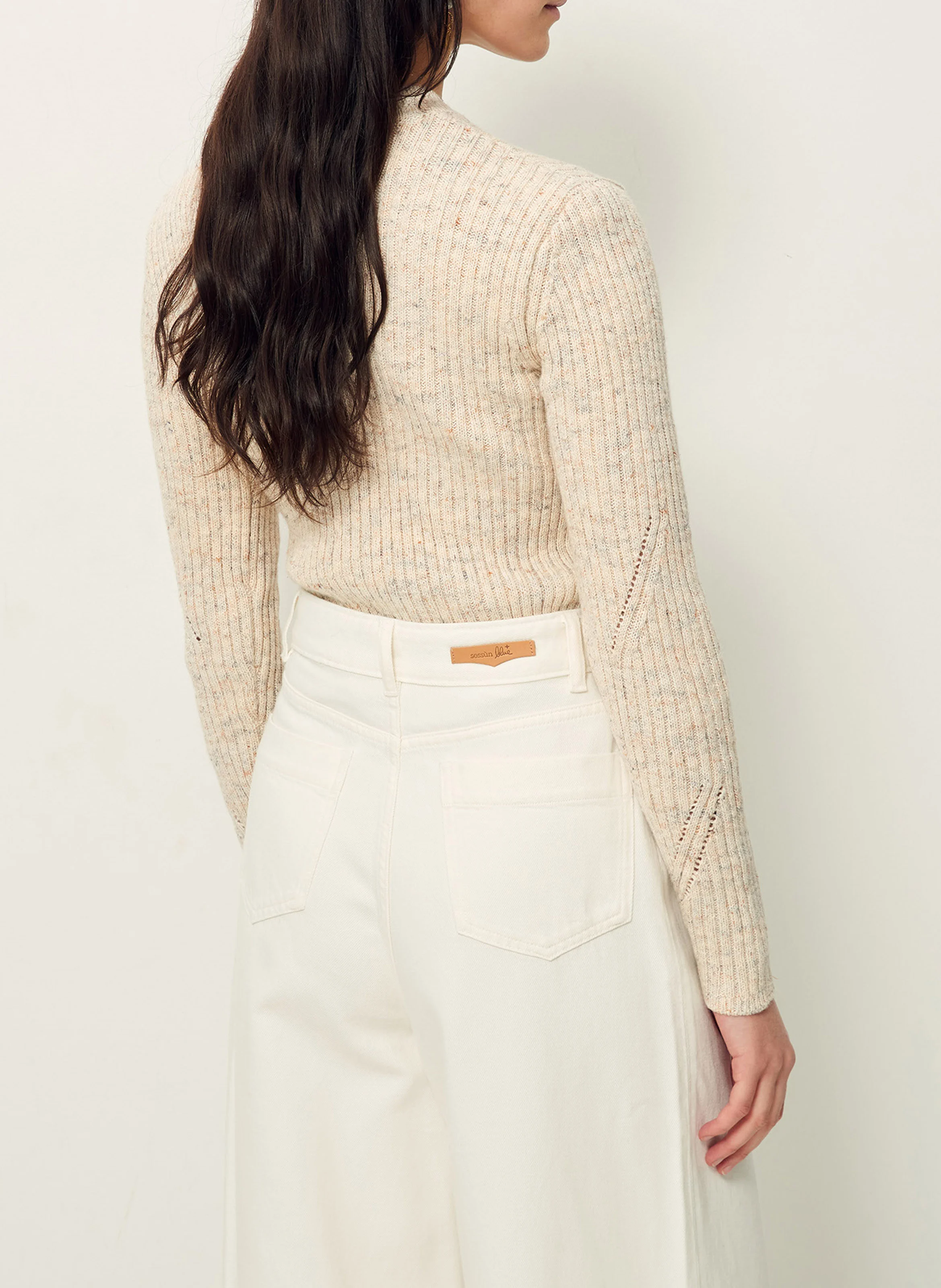 WASDALE - Pull col rond en coton mélangé | Beige