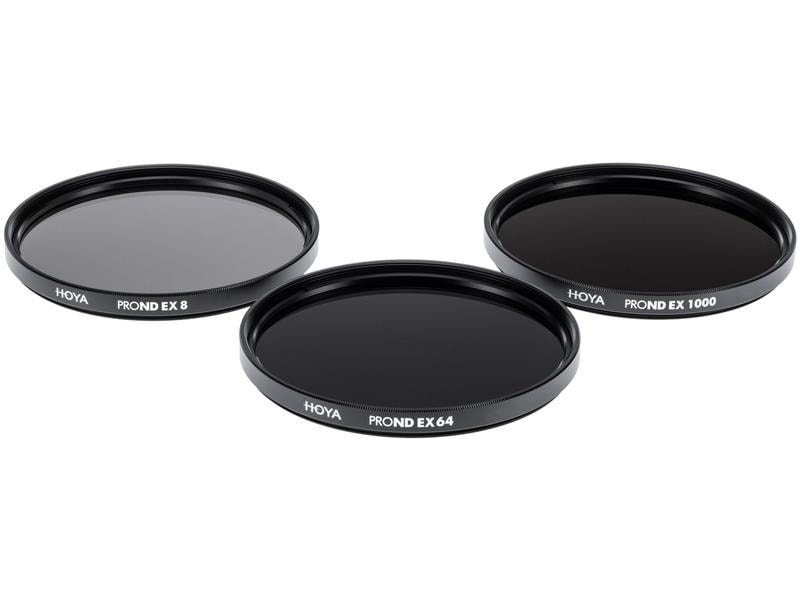 Hoya Graufilter PRO ND EX Kit 8/64/1000 – 82 mm Drei ND-Filter in einem Paket