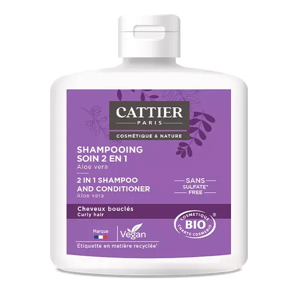 Shampoo Condicionador 2 em 1 Cattier para Cabelos Cacheados, Orgânico, 250ml