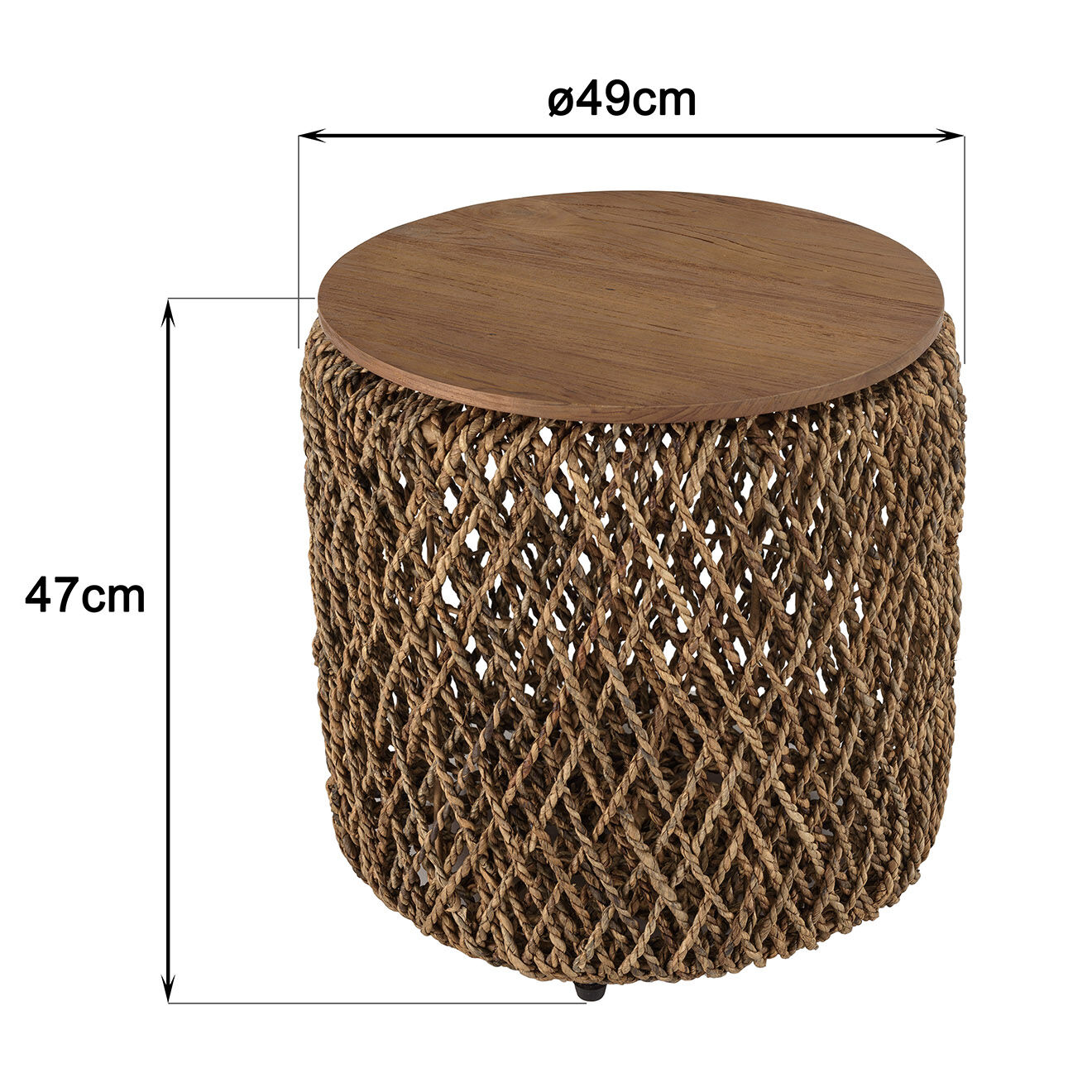 Macabane Table d'appoint ronde en tissage de fibre de cocotier Sixtine bois - 49x49x47 cm