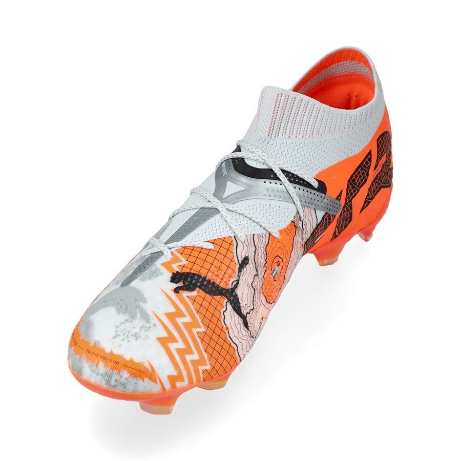 PUMA X Unisport Future 7 Ultimate FG/AG Conquer your Mountain - Blanc/Orange/Argenté ÉDITION LIMITÉE