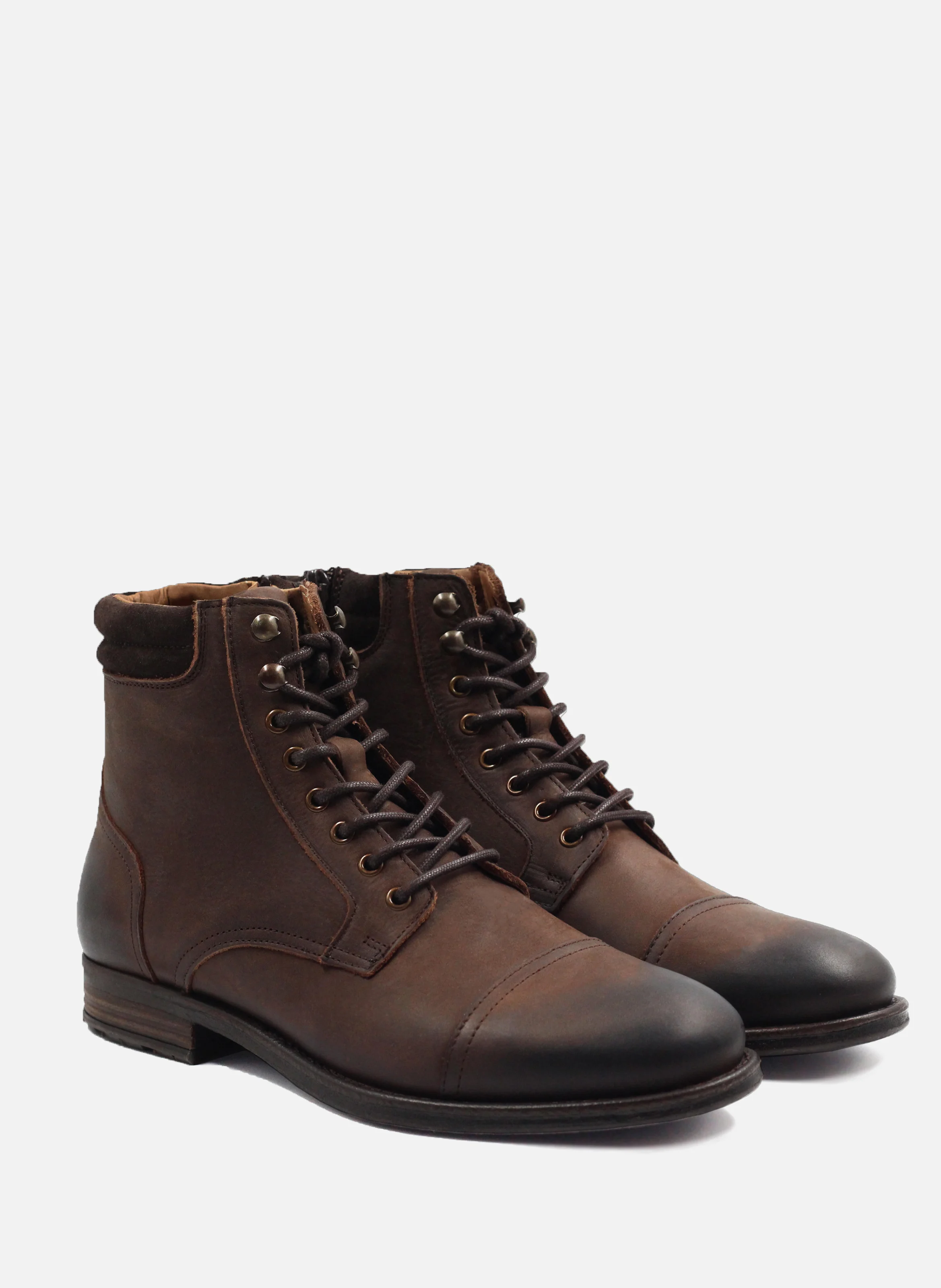 Ranger boots à col cuir | Marron