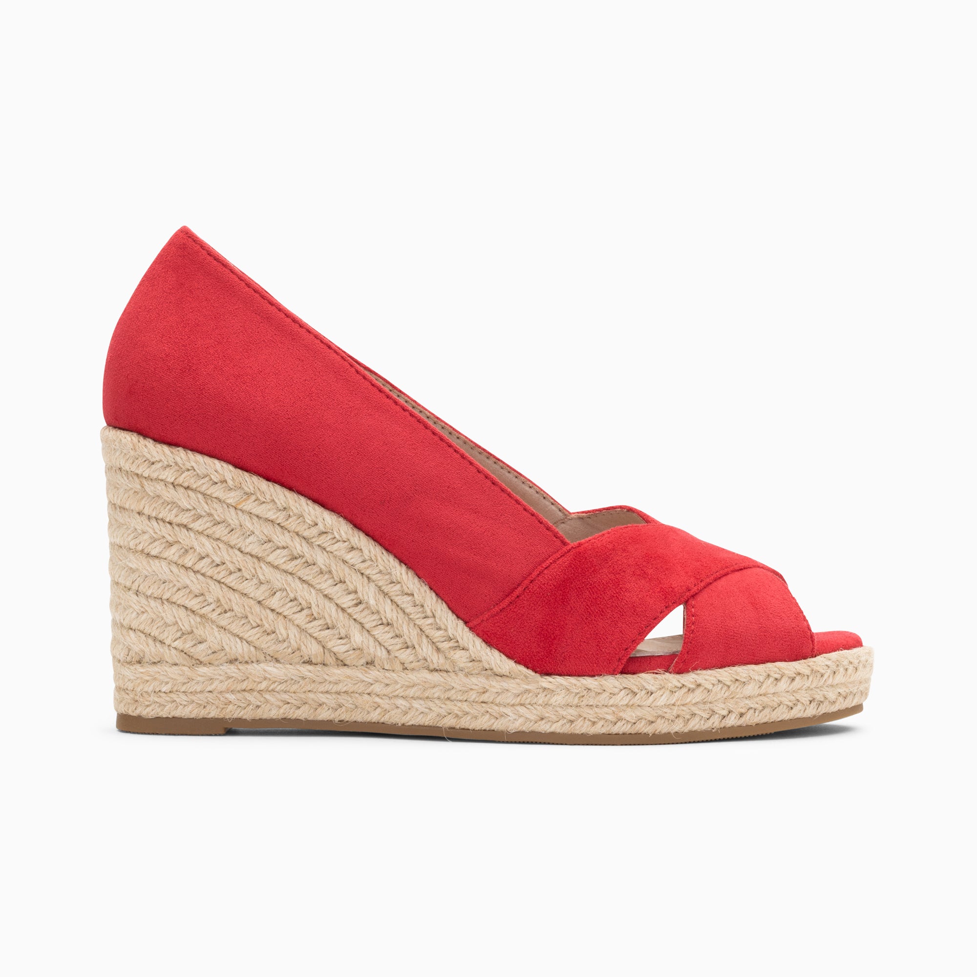 Sandales à talon, Compensées-Sandales compensées peep-toe Léonie framboise