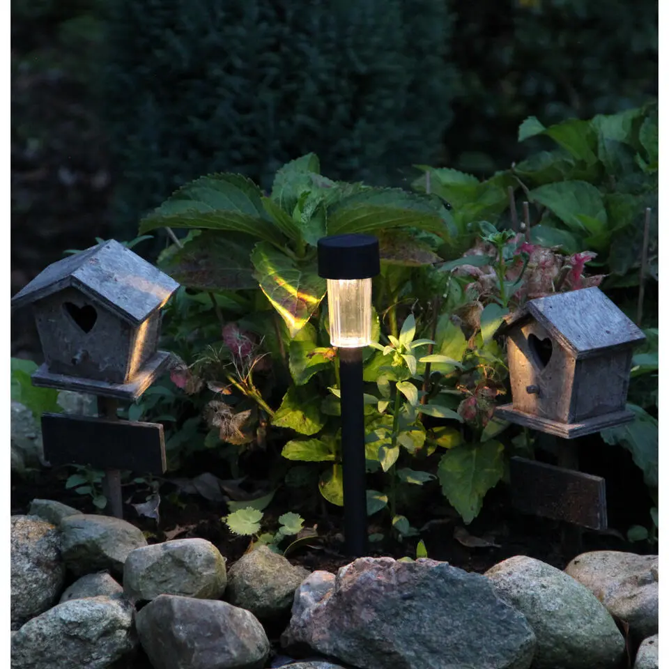 Luxform Solar tuinlamp - 1x - zwart - LED warm wit - D4,7 x H32,5 cm