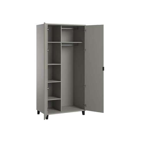 Chambre TRIO lit 70x140 commode armoire SIMPLE Gris - VOX