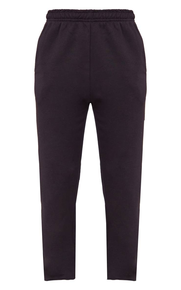 Noir Pantalon De Jogging Taille Haute À Revers En Molleton