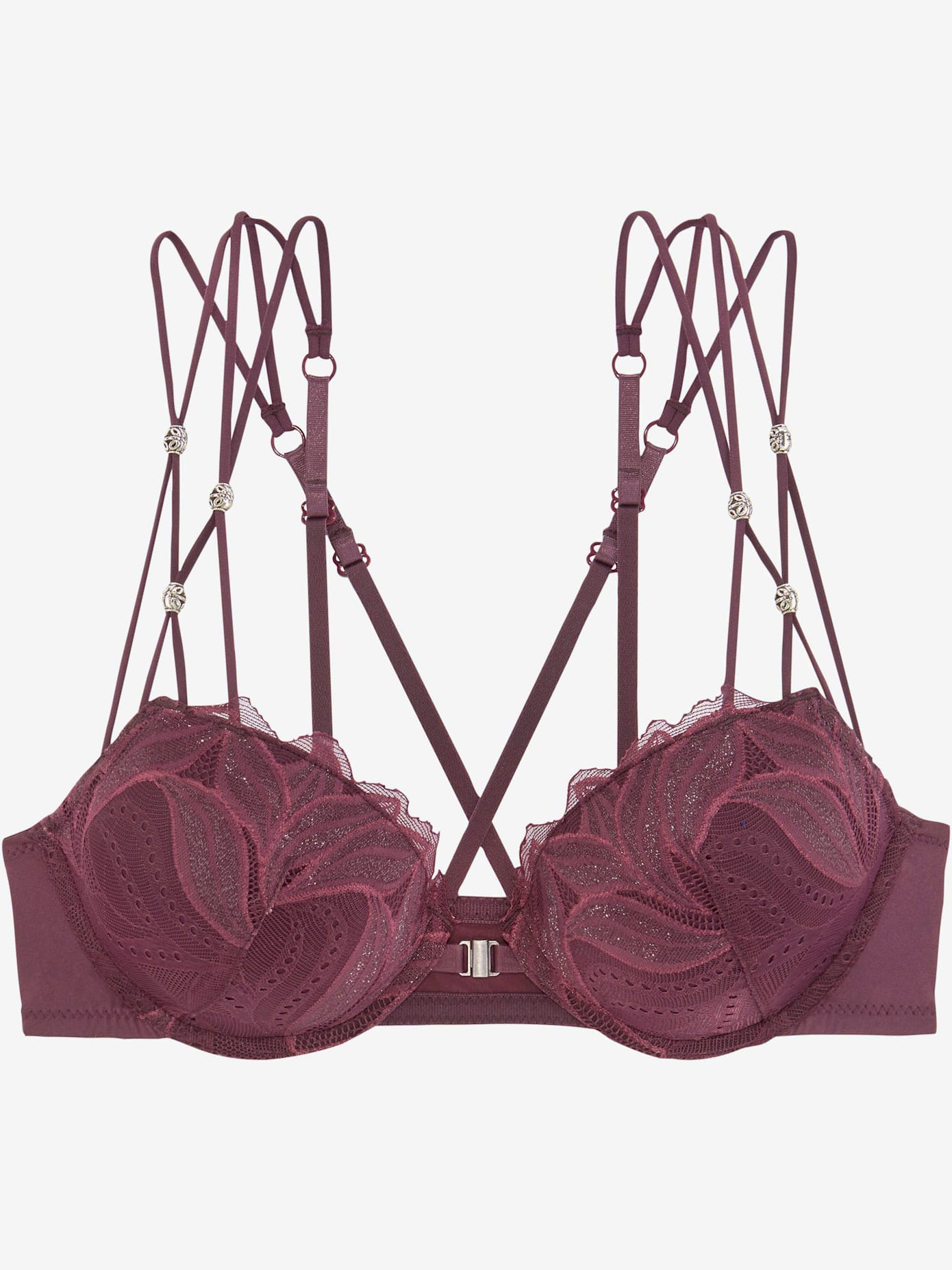 Soutien-gorge push-up sexy, dentelle délicate et fermeture devant