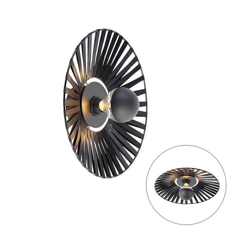 Wandlamp in landelijke stijl, zwart, 40 cm - Leia