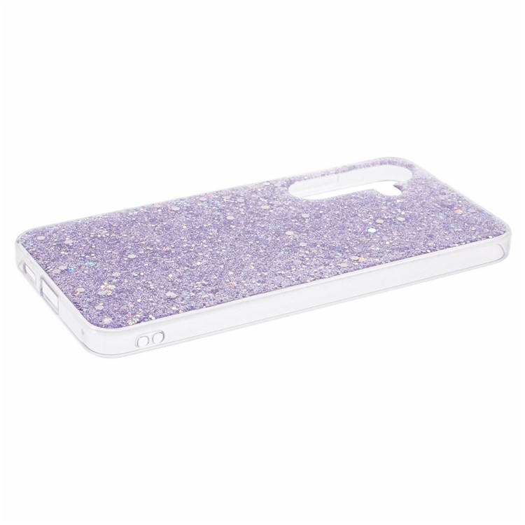Samsung Galaxy S24 Gummi Case Schutzhülle im Glitzer Design - Lila / Transparent