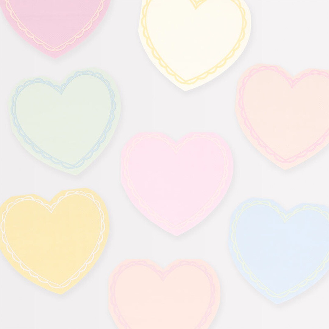 Meri meri servetten hartjes - pastel - 16st