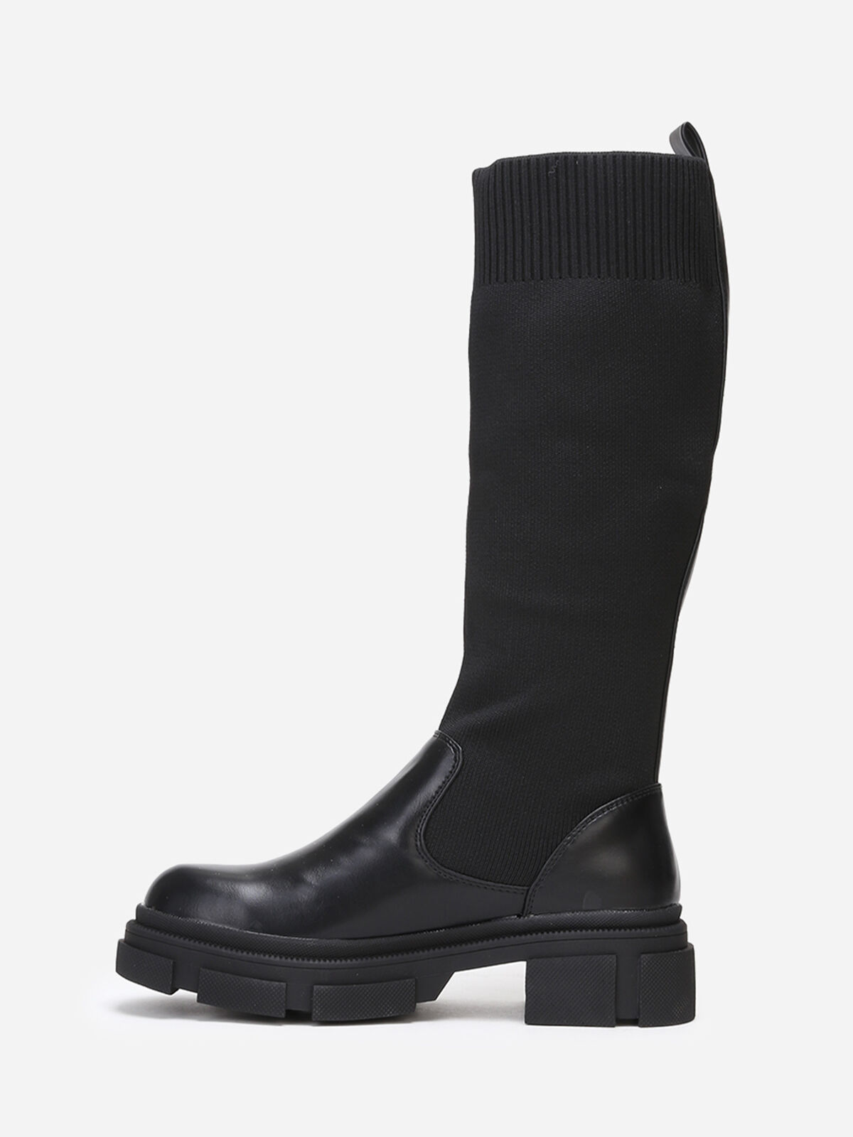 Bottes crantées style chaussettes- Noir