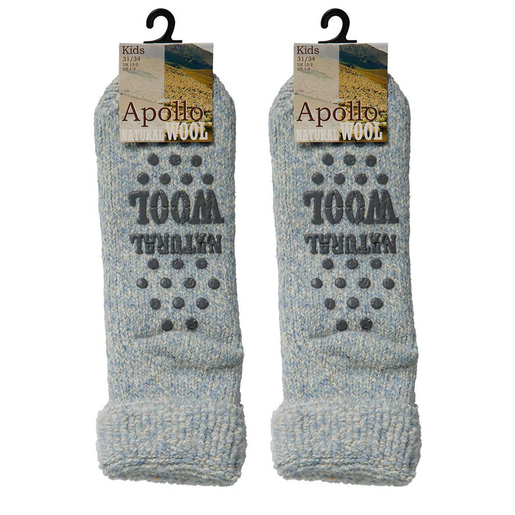 Apollo gemeleerde huisssokken - set van 2 grijs/blauw