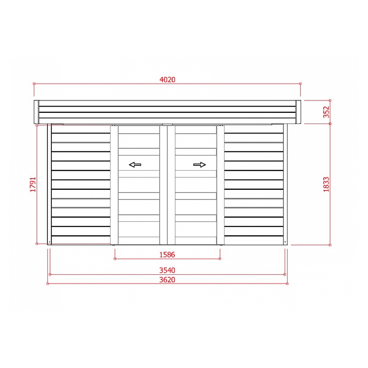 Abri de jardin stockholm 28 mm autoclave 3,6 x 2,4 m