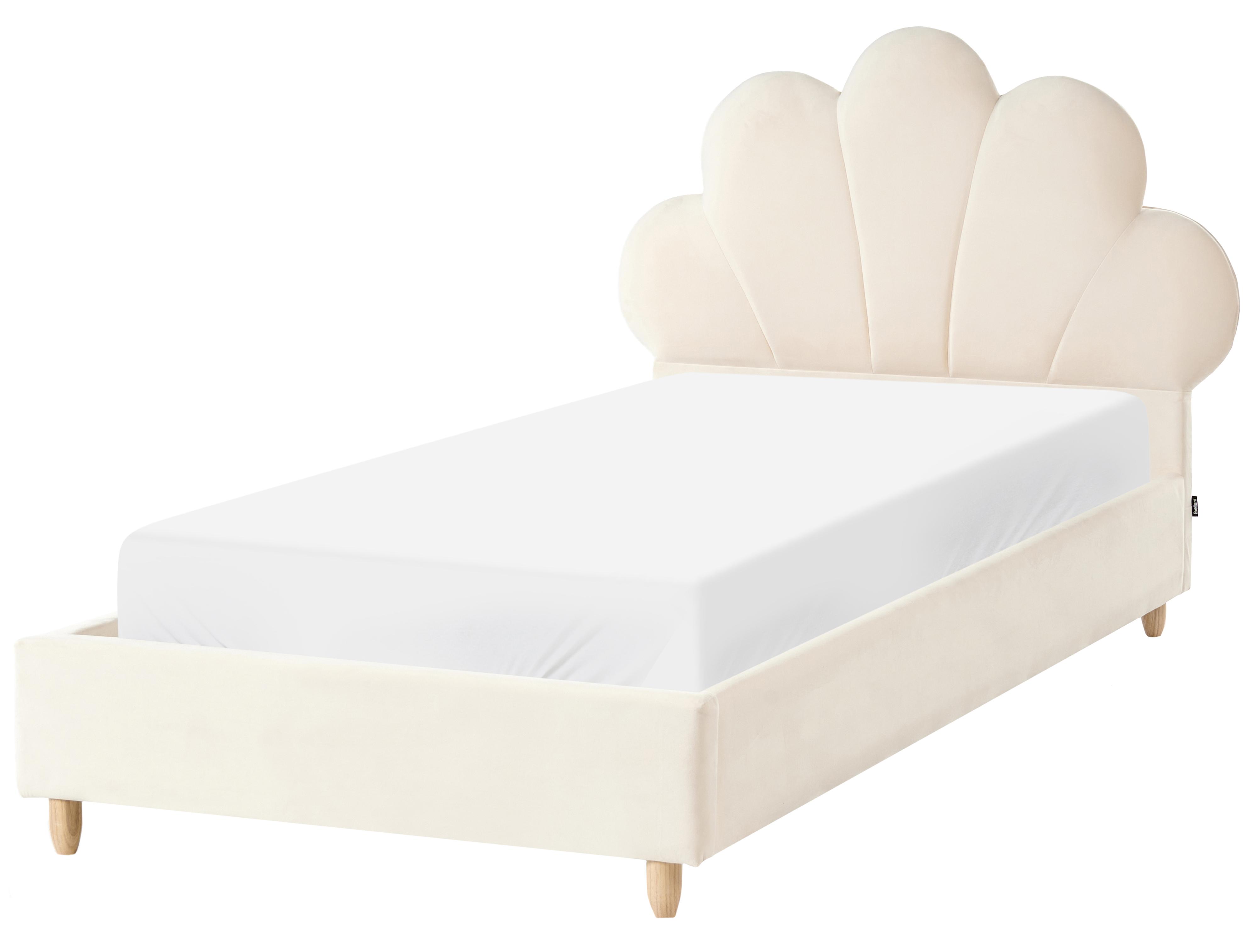 Kinderbed Zeeschelp Fluweel NEULISE 90 x 200 cm Beige