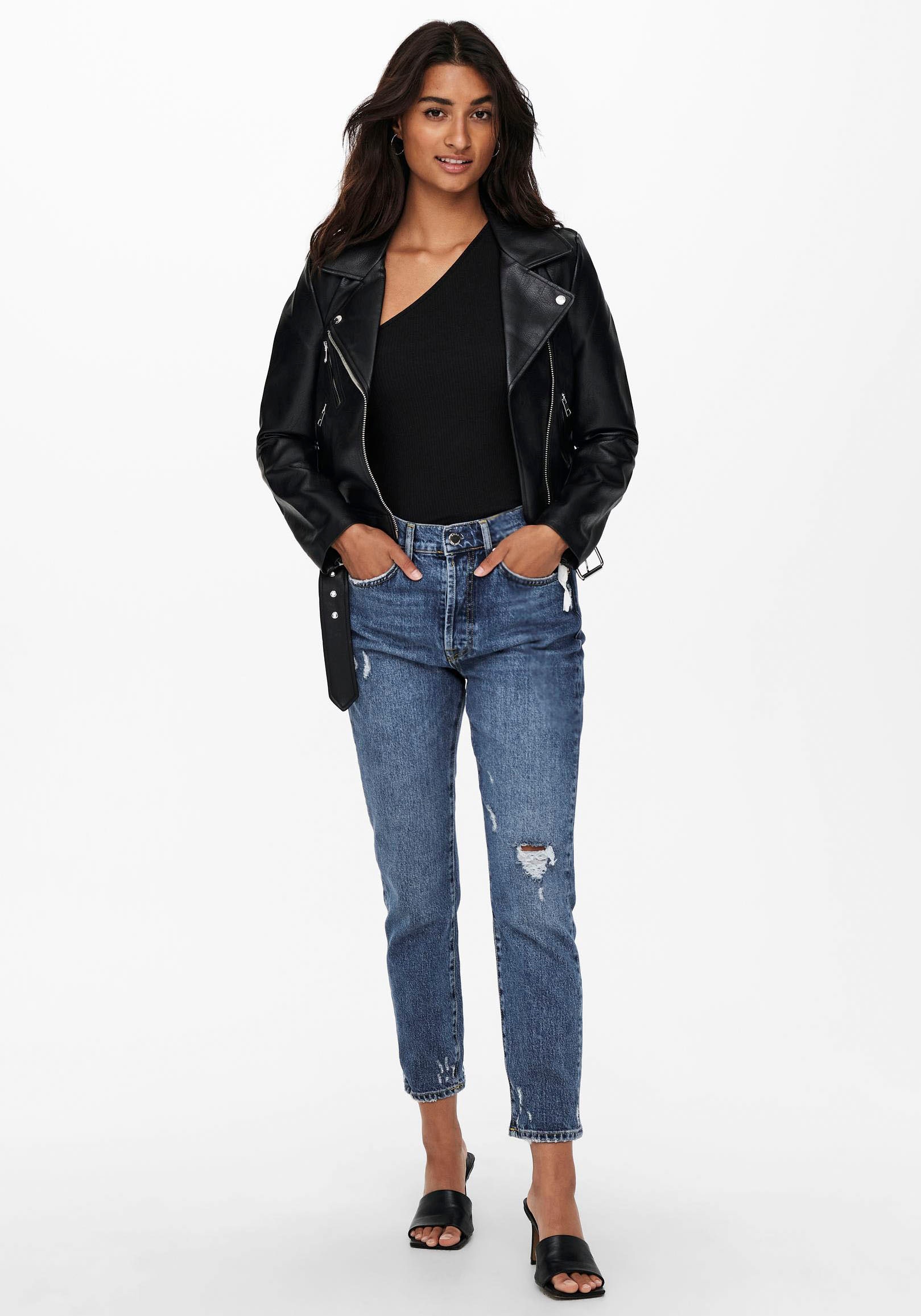 ONLY Lederimitatjacke »ONLVERA FAUX LEATHER BIKER CC OTW« mit Biker Details