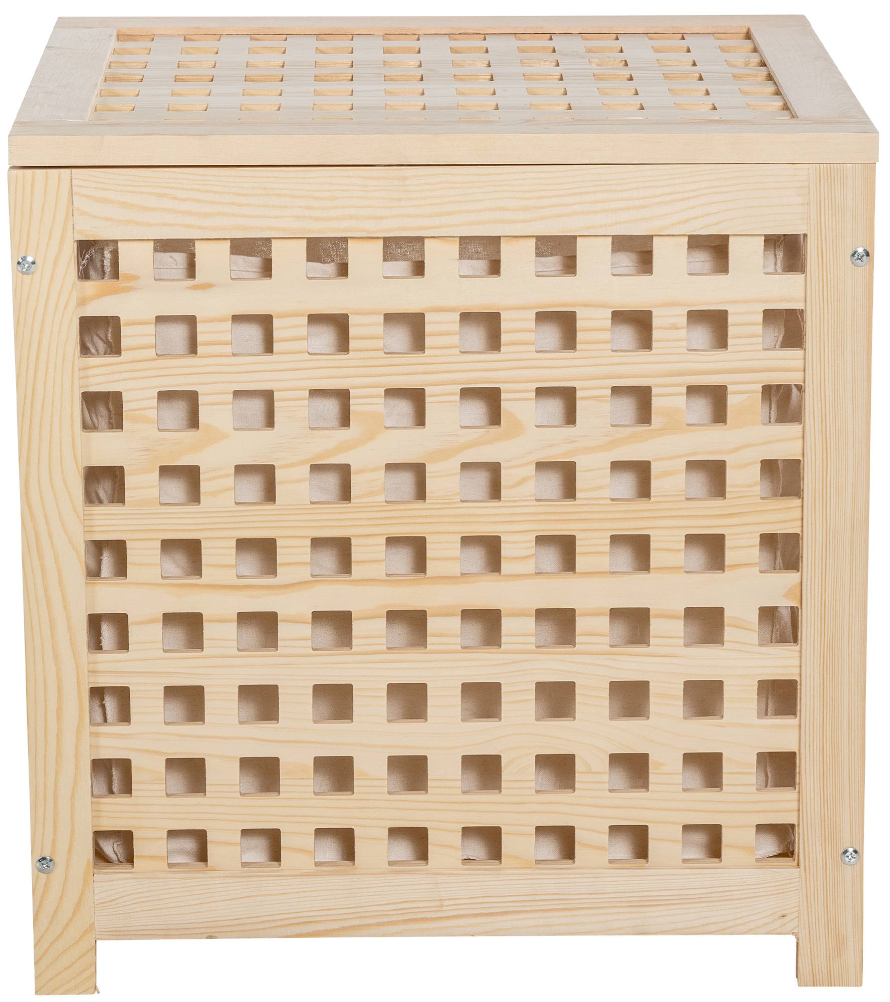 CLP Wäschebox I Wäschetruhe Und Aufbewahrungsbox Aus Holz I Moderner Wäschesammler Mit Deckel I Wäschebehälter Mit Gitter Zur Belüftung